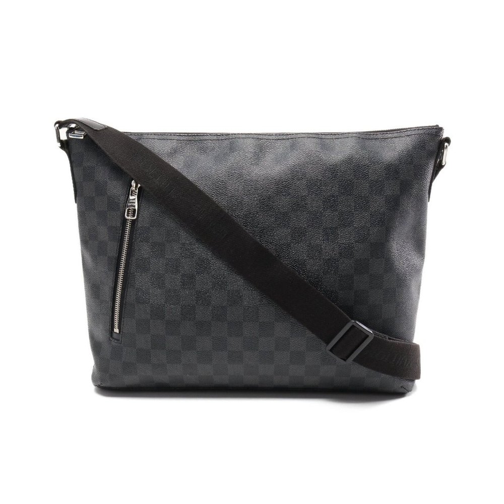 Mick MM Damier Graphite Leather Shoulder Bag